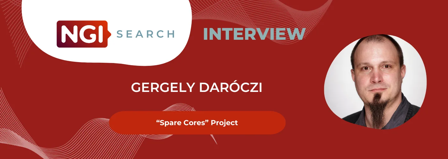 Cover image of the NGI Search interview, including a profile picture of Gergely Daroczi and the affiliation with Spare Cores.