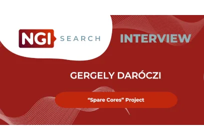 Cover image of the NGI Search interview, including a profile picture of Gergely Daroczi and the affiliation with Spare Cores.